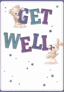 The atmosphere of this beautifully drawn get well card feels instantly uplifting, carrying the tender spirit you find in South Harrow's close-knit neighbourhoods. At the heart of the composition, a sweet teddy bear perches above the word 'GET,' exuding soft strength and cozy comfort, while a playful, floppy-eared puppy brings life and optimism as it nuzzles the bold 'WELL' below. Their rounded shapes and gentle faces mirror the affectionate care that fills our bouquets at South Harrow's cherished florists, as does the exquisite scattering of stars-a touch of hope echoing the twinkling evening lights along Northolt Road. The letters, brushed in vibrant purples and teals, exude confidence, elevated by a soothing white background that speaks to clarity and new beginnings. The effect is both nurturing and joyful, a visual embrace that reminds one of the restorative bouquets designed for same-day delivery throughout South Harrow. With every glance, this card weaves together innocence, encouragement, and the genuine desire to brighten someone's path to recovery-qualities that define both our floral creations and the community spirit here.